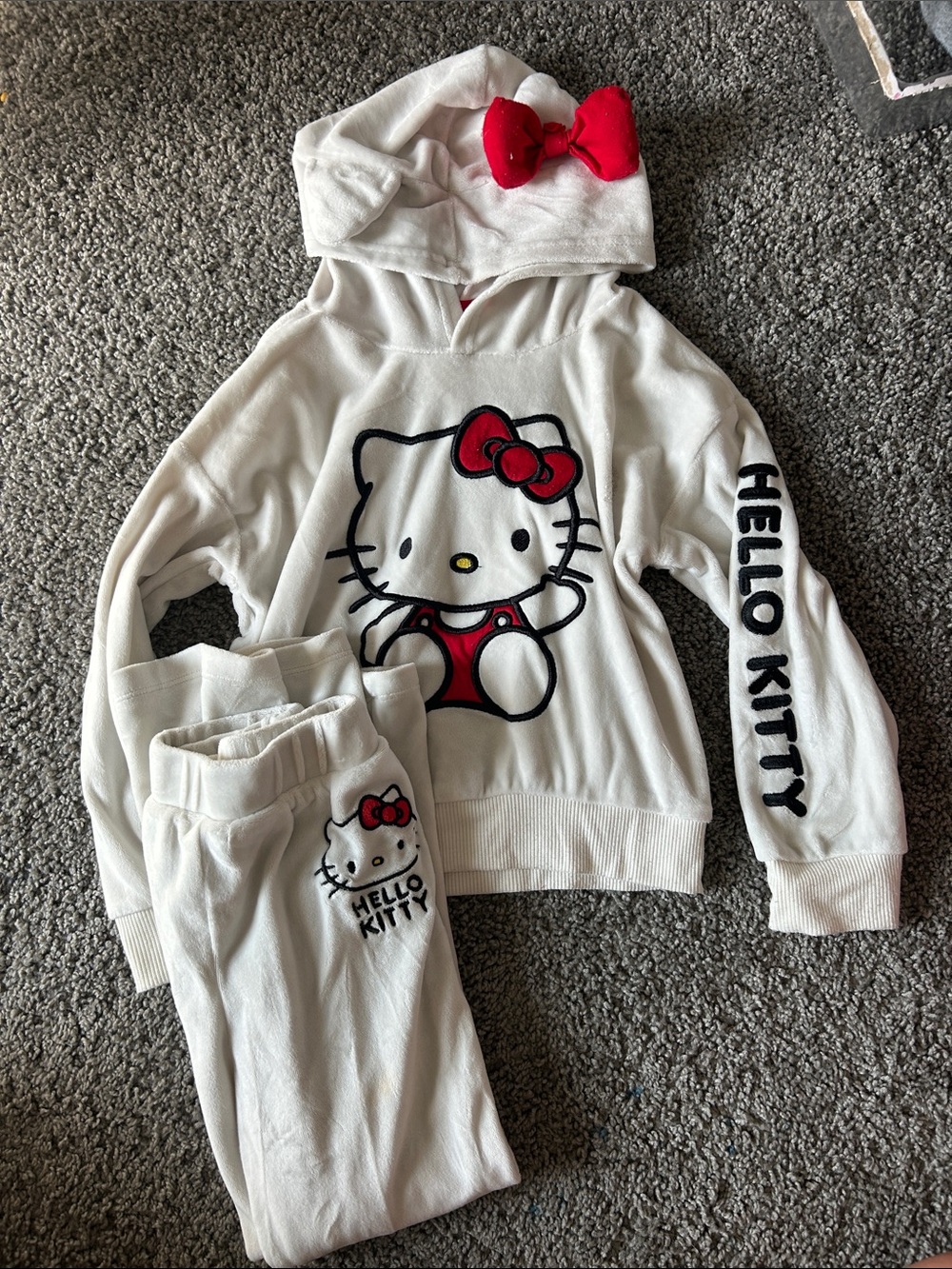 Hello Kitty White & Red Hoodie and Jogger Set for Kids